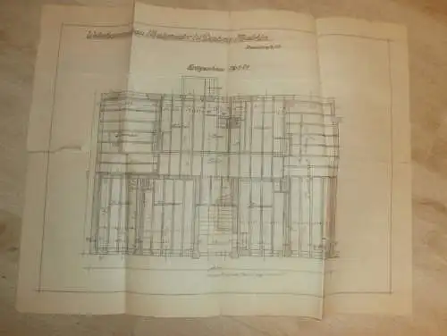 Maler W. Dahms , Kreuzstraße 17 in Malchin i. Mecklenburg , 1935 , alter Plan , Architektur , ca. 530x420mm !!!
