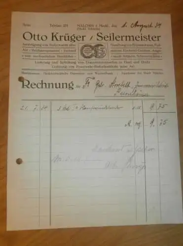 Seilermeister Otto Krüger in Malchin i. Mecklenburg , 1934 , Hanf , Hanfbinder , alte Rechnung !!!