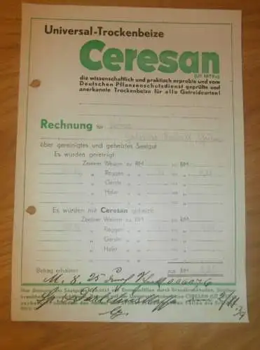 CERESAN - Trockenbeize , 1939 , Reklame / Werbung , Pflanzenschutz , Agrar , Landwirtschaft , Getreide , alte Rechnung !