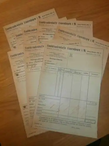8 x Rechnung für Landkrankenkasse Stavenhagen 1939 , Krankenkasse , viele Stempel !!!