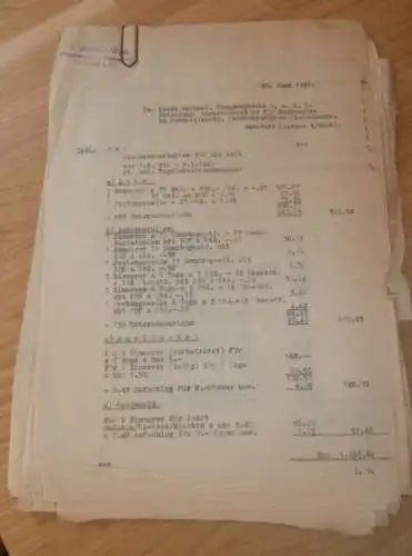 Ernst Heinkel Flugzeugwerke in Rostock i. Mecklenburg , 1942 , Sondereinsatz , Abrechnungen für Baumaßnahmen , 40 Seiten