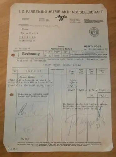 IG Farbenindustrie AGFA in Berlin , 1938 , altes Dokument !!!