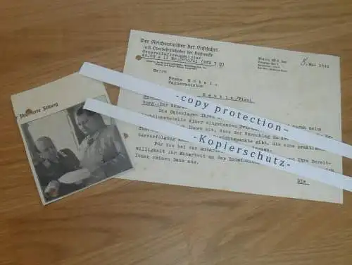 Reichsminister der Luftfahrt - 5.Mai 1941 , Brief zur Erfindung - Luftfrachter , Franz Höbel in Reutte i. Tirol !!