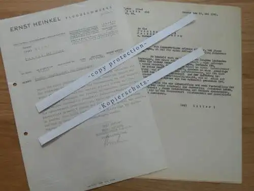 Patentabteilung Ernst Heinkel Flugzeugwerke Rostock - 6.6.1941 -Brief mit Anwortschreiben Franz Höbel in Reutte i. Tirol