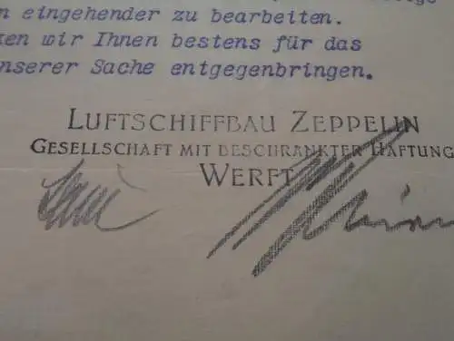 Luftschiffbau Zeppelin - Werft Friedrichshafen a.B. - 1938 - Brief mit Anwortschreiben Franz Höbel in Reutte i. Tirol !!