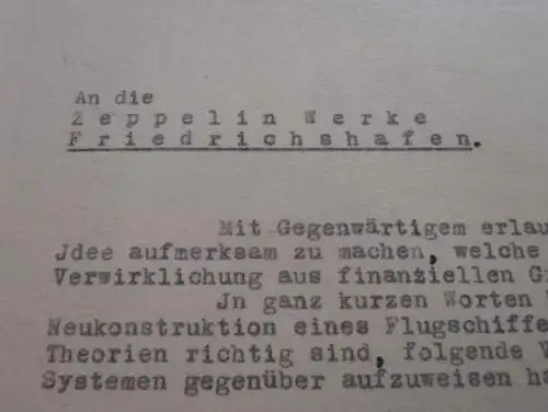Luftschiffbau Zeppelin - Werft Friedrichshafen a.B. - 1938 - Brief mit Anwortschreiben Franz Höbel in Reutte i. Tirol !!