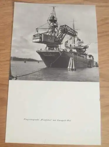 alte Karte / Fotos - Heinkel HE 12 und Flugstützpunkt "Westfalen" mit Katapult Wal, Flugzeug , Flugzeugbau , Flieger !!!