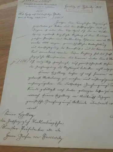 Königlich Preußische Gesandtschaft in Mecklenburg , 1905 , Graf von Bassewitz , Dargun , Urkunde , Schwerin  !!