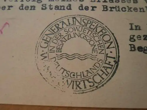 Generalinspektion Wasserwirtschaft in der sowjetischen Besatzungszone , 1947 , Brückenbau in Demmin i. Mecklenburg !!