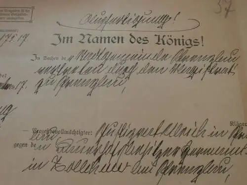 Dokument , Im Namen des Königs - Prenzlau , 1917 , Justizrat , Amtsgericht !!!