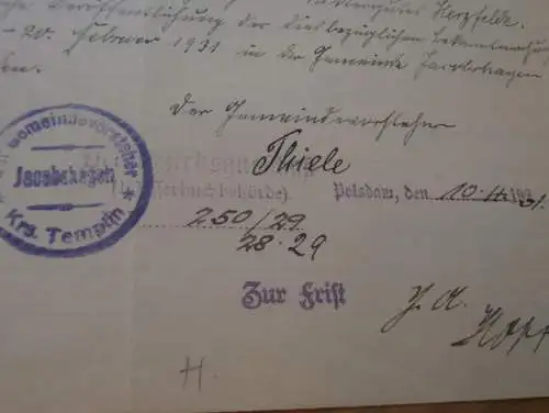 Jacobshagen / Jakobshagen b. Templin , 1929 , Boitzenburg , Regierung Potsdam , Uckermark !!!