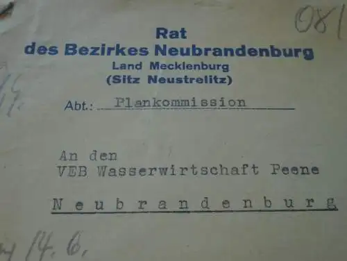 Fünfjahresplan - Neubrandenburg i. Mecklenburg , 1955 , Neustrelitz , Fleischfresser , Wasserversorgung !!