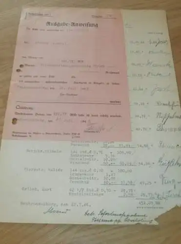 Ausgabe-Anweisung ,  Neubrandenburg i. Mecklenburg , 1946 , Lohn für Arbeiter , Landwirtschaft !!