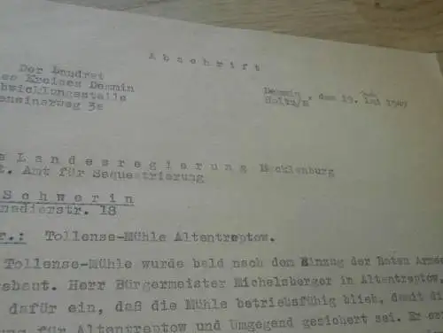 Demmin , 1947 , Tollense-Mühle Altentreptow , Rote Armee , Michelsberger , Pächter Kneip !!