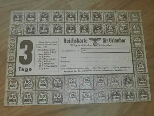 Reichskarte für Urlauber , Neubrandenburg i. Mecklenburg , als Dokument beschrieben 1947 !!