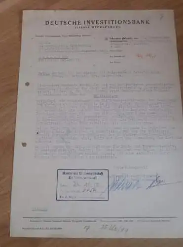 Jatznick - Sandförde i. Mecklenburg , 1950 , Investitionsbank , Dokument , Ueckermünde , Anklam , Agrar , Landwirtschaft