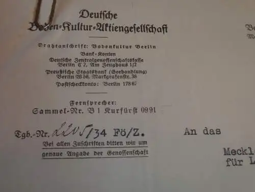 Deutsche Boden-Kultur AG , 1934 , Datze-Niederung Neubrandenburg i. Mecklenburg , Bauarbeiten !!