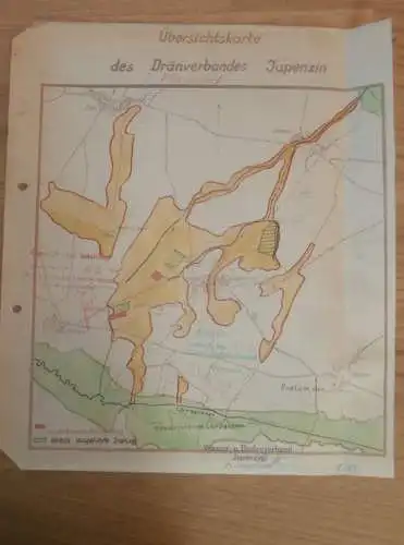 alter Plan - Japenzin i. Mecklenburg , 1951, Anklam , Rehberg , Dennin , Iven , Rebelow , Agrar , ca. 300x260mm !!!