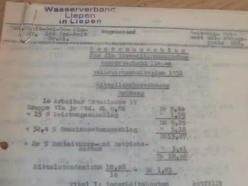 Volkswirtschaftsplan - Liepen i. Mecklenburg , 1952 , alte Akte , Steinmocker , Preetzen , Neetzow  !!!