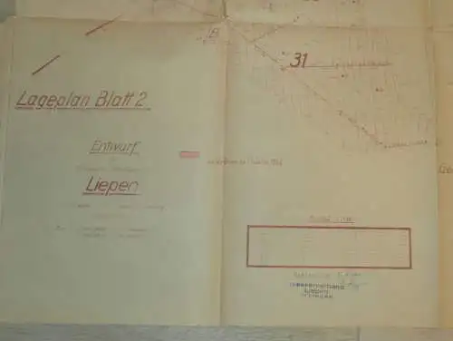 großer alter Plan - Liepen i. Mecklenburg , 1951, Steinmocker , Preetzen , Neetzow , ca. 830x590 cm !!!