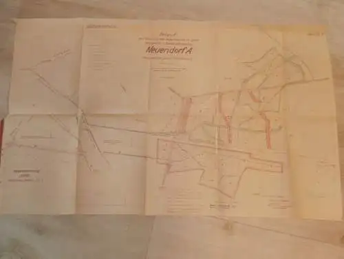 großer alter Plan - Neuendorf b. Anklam i. Mecklenburg , 1950 , Eisenbahn , Rathebur , Ducherow , ca. 1000 x 620 cm !!!
