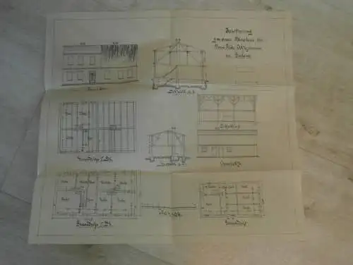 Fritz Ahlgrimm in Gielow i. Mecklenburg , ca.1910 , Plan für Haus , Hausbau , Architektur , Stavenhagen , ca. 46x46 cm !