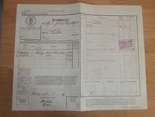 Fritz Ahlgrimm in Gielow i. Mecklenburg , 1909 , alter Frachtbrief , Meckl. F.F. Eisenbahn , Malchin , Stempel Marken !