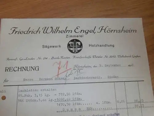 Sägewerk Wilhelm Engel in Hörnsheim , 1939 , Hüttenberg , Holzbau , Sägewerk , altes Dokument !!!