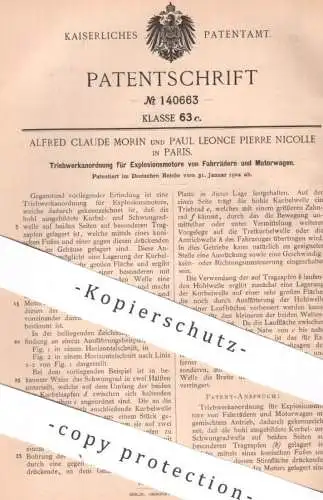 original Patent - Alfred Claude Morin , Paul Leonce Pierre Nicolle , Paris , Frankreich | 1902 | Gasmotor - Triebwerk !