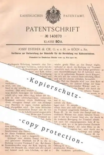 original Patent - Josef Esterer & Cie. GmbH , Köln / Rhein | 1900 | Rohstoffe zur Kalksandstein Herstellg. | Kalk Ziegel