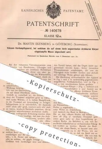 original Patent - Dr. Martin Ekenberg , Göteborg , Schweden | 1901 | Vakuum - Verdampfapparat | Verdampfer , Verdunstung