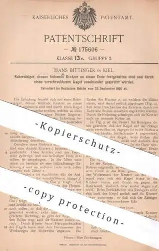 original Patent - Hans Bittinger , Kiel | 1905 | Rohrreiniger | Rohr , Rohre , Wasserleitung | Klempner | Muffe , Muffen