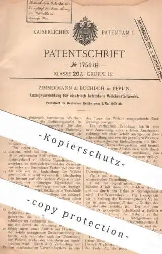 original Patent - Zimmermann & Buchloh , Berlin | 1905 | Anzeige für elektrisches Weichenstellwerk | Eisenbahn Stellwerk