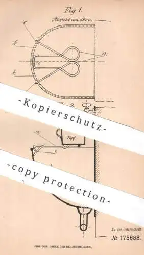 original Patent - Hellmuth Gehrandt , Berlin | 1906 | Gefäßhalter an Ausgussbecken für Wasserleitungen | Waschbecken !