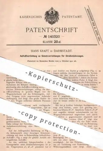 original Patent - Hans Kraft , Darmstadt | 1901 | Schutzdach für Straßenbahnwagen | Wagen , Kutsche , Markise
