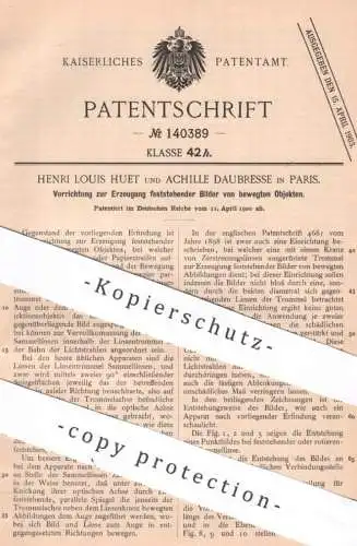 original Patent - Henri Louis Huet , Achille Daubresse , Paris , Frankreich | 1900 | Bilder vom bewegten Objekt | Foto
