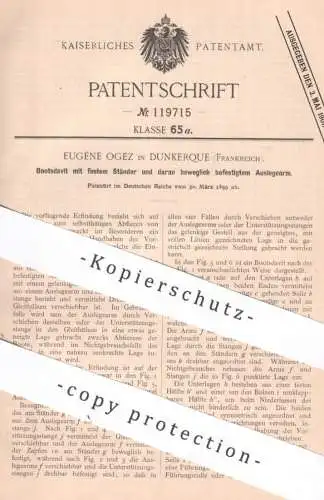 original Patent - Eugène Ogez , Dunkerque , Frankreich | 1899 | Bootsdavit mit festem Ständer | Boot Boote Davit Schiff