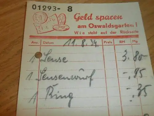 Sparkasse Giessen / Gießen , 1939 , Am Oswaldsgarten , Bank , altes Dokument !!