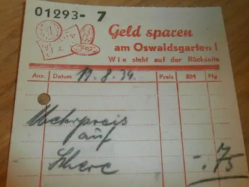 Sparkasse Giessen / Gießen , 1939 , Am Oswaldsgarten , Bank , altes Dokument !!