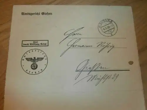Amtsgericht Gießen / Giessen  , 1939 , Stempel , Gericht , Gießen-Lahn , altes Dokument !!!