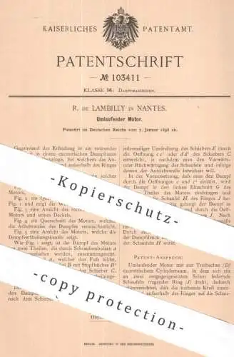 original Patent - R. de Lambilly , Nantes , Frankreich | 1898 | Umlaufender Motor | Motoren | Dampfmaschine , Gasmotor