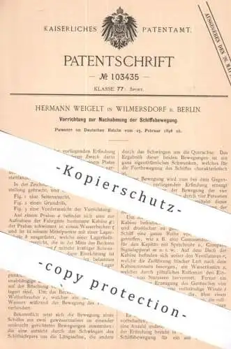 original Patent - Hermann Weigelt , Berlin / Wilmersdorf | 1898 | Nachahmung der Schiffsbewegung | Schiff , Karussell