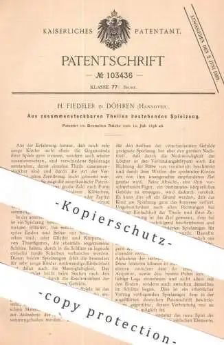 original Patent - H. Fiedeler , Döhren , Hannover | 1898 | zusammensteckbares Spielzeug | Spiel , Kinder , Sport