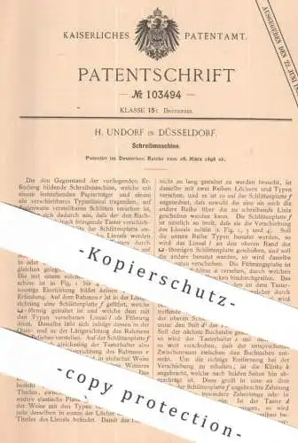 original Patent - H. Undorf , Düsseldorf | 1898 | Schreibmaschine , Schreibmaschinen | Druck , Druckerei , Typen