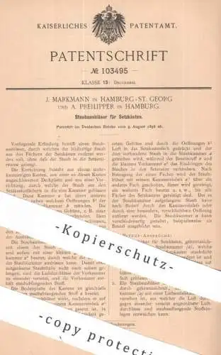 original Patent - J. Markmann , Hamburg / St. Georg | A. Preilipper | 1898 | Staubausbläser für Setzkasten | Gebläse