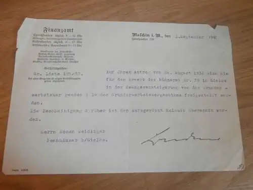 Finanzamt Malchin 1932 , Zwangsversteigerung Büdnerei in Gielow , Dokument !!!