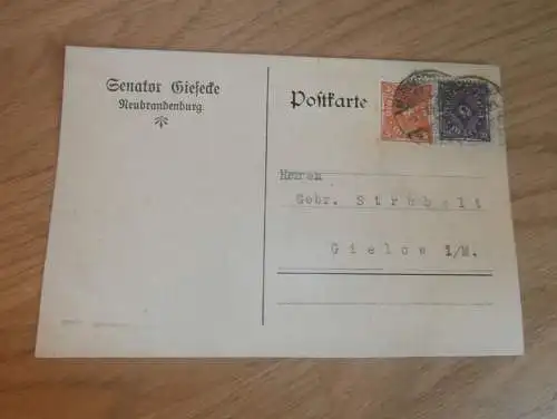 Senator Giesecke , Architekt in Neubrandenburg i. Mecklenburg , 1922 , alte Postkarte !!