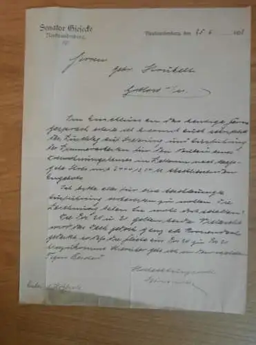 Senator Giesecke , Architekt in Neubrandenburg i. Mecklenburg , 1922 , altes Dokument !