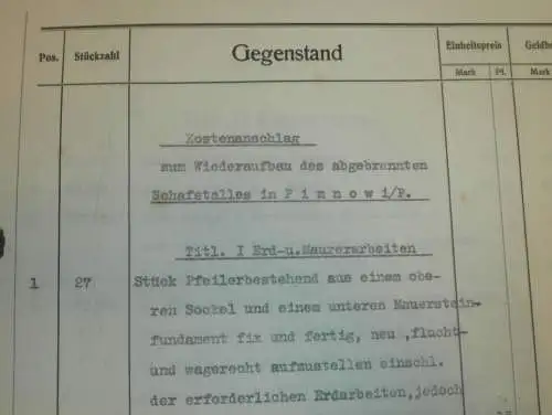 Mappe Dokumenten , Schafstall in Pinnow i. Pommern , 1929 , Gielow , Duckow b. Malchin i. Mecklenburg , Neustettin !!!