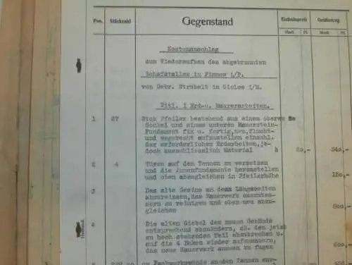 Mappe Dokumenten , Schafstall in Pinnow i. Pommern , 1929 , Gielow , Duckow b. Malchin i. Mecklenburg , Neustettin !!!